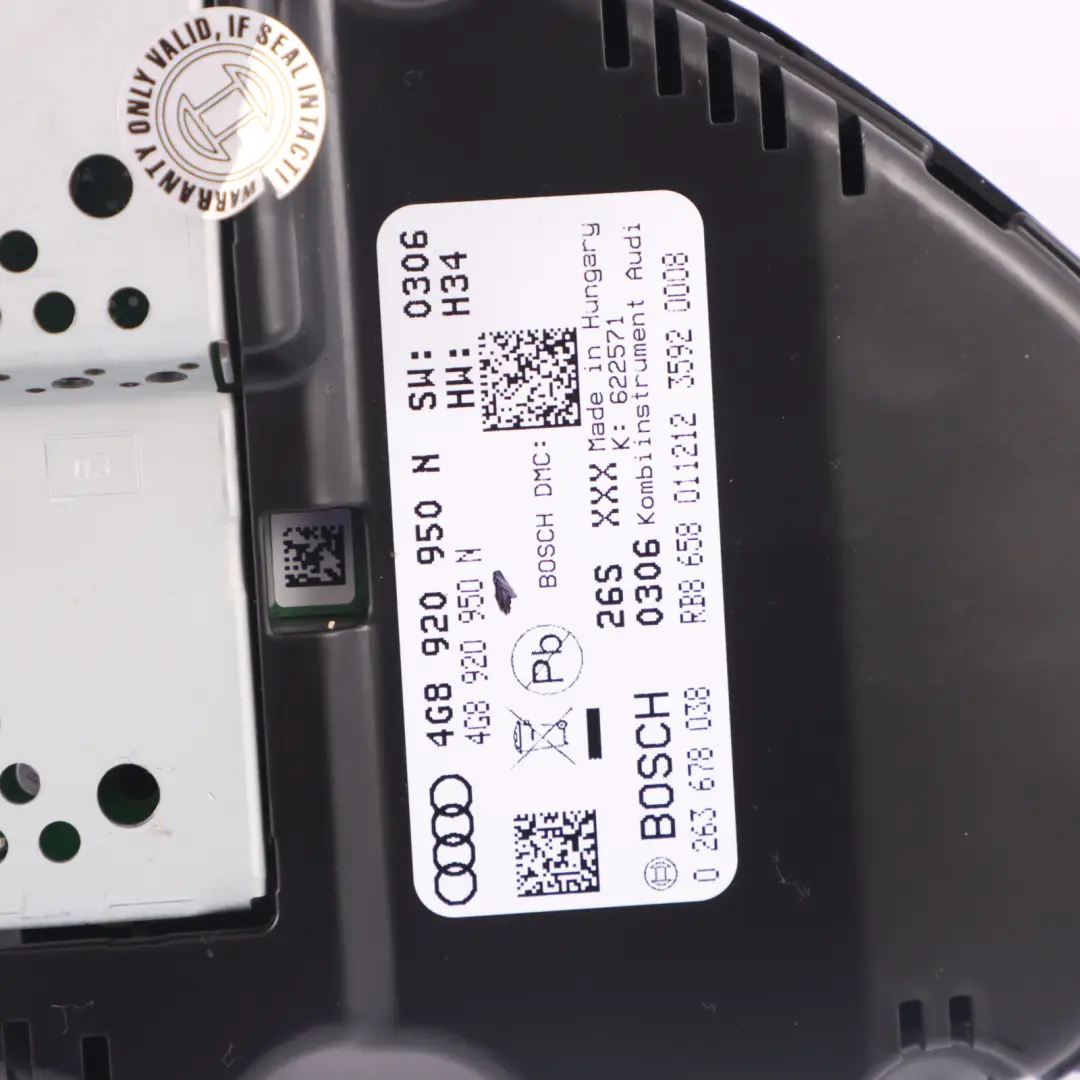 Audi A6 C7 Diesel Instrument Cluster Speedo Clocks Manual - SKU RHD-4G8920950N - Part number 4G8920950N