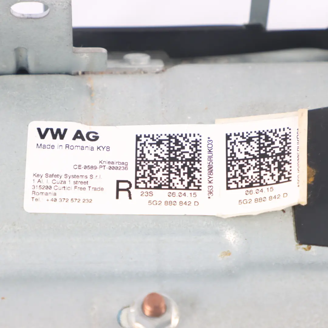 Mk3 Driver Side Knee Air Module to VW Volkswagen Golf 7 Skoda Octavia with Part number 5G2880842D VW Volkswagen Golf 7 Skoda Octavia Mk3 Driver Side Knee Air Module - SKU RHD-5G2880842D - Part number 5G2880842D