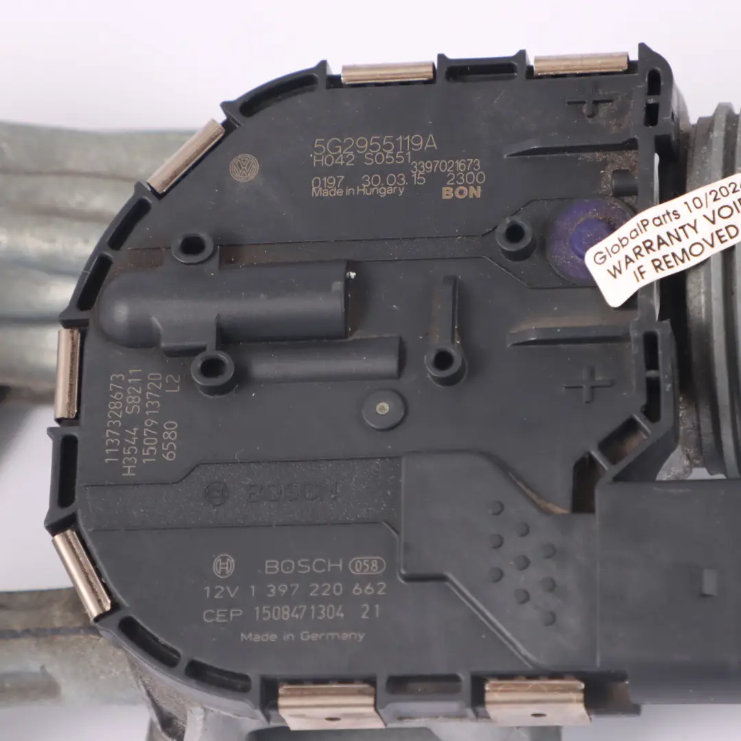 VW Volkswagen Golf 7 Front Windscreen Wiper Motor Linkage Mechanism - SKU RHD-5G2955023C - Part number 5G2955023C
