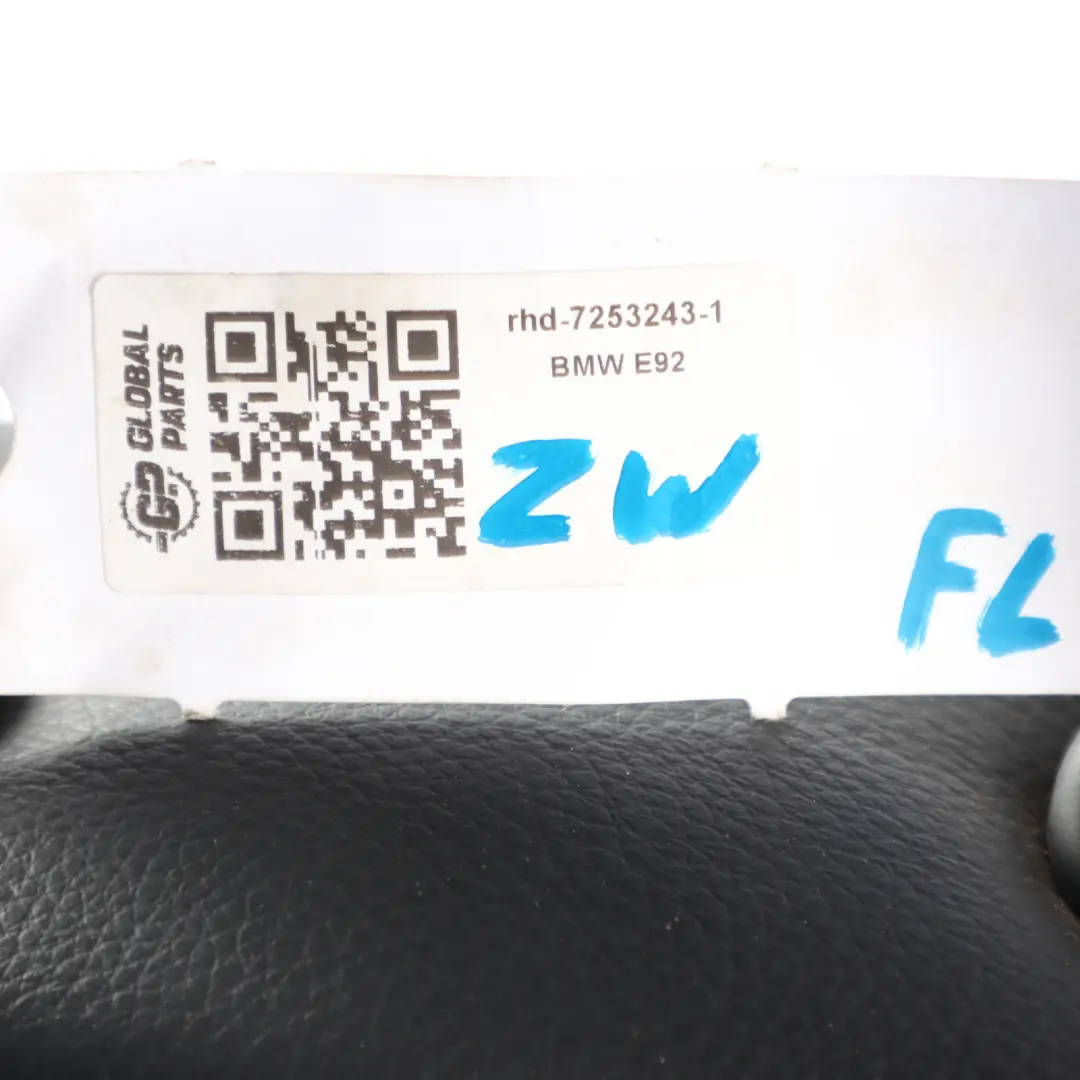 BMW E92 Coupe Black Leather Dakota Front Left N/S Passenger Side Seat Electric - SKU 7253243-1 - Part number 7253243