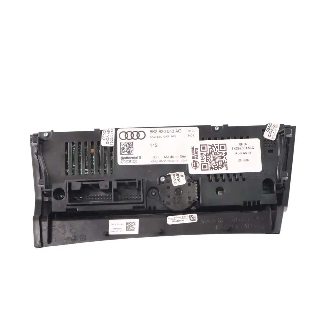A/C Air Condition Heater Climate Control Switch Panel to Audi A5 8T with Part number 8K2820043AQ Audi A5 8T A/C Air Condition Heater Climate Control Switch Panel - SKU RHD-8K2820043AQ - Part number 8K2820043AQ