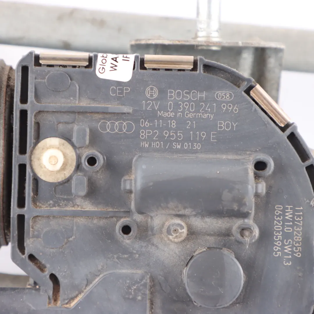 Audi A3 8P Front Wiper Windscreen Motor Linkage Mechanism - SKU RHD-8P2955023K - Part number 8P2955023K