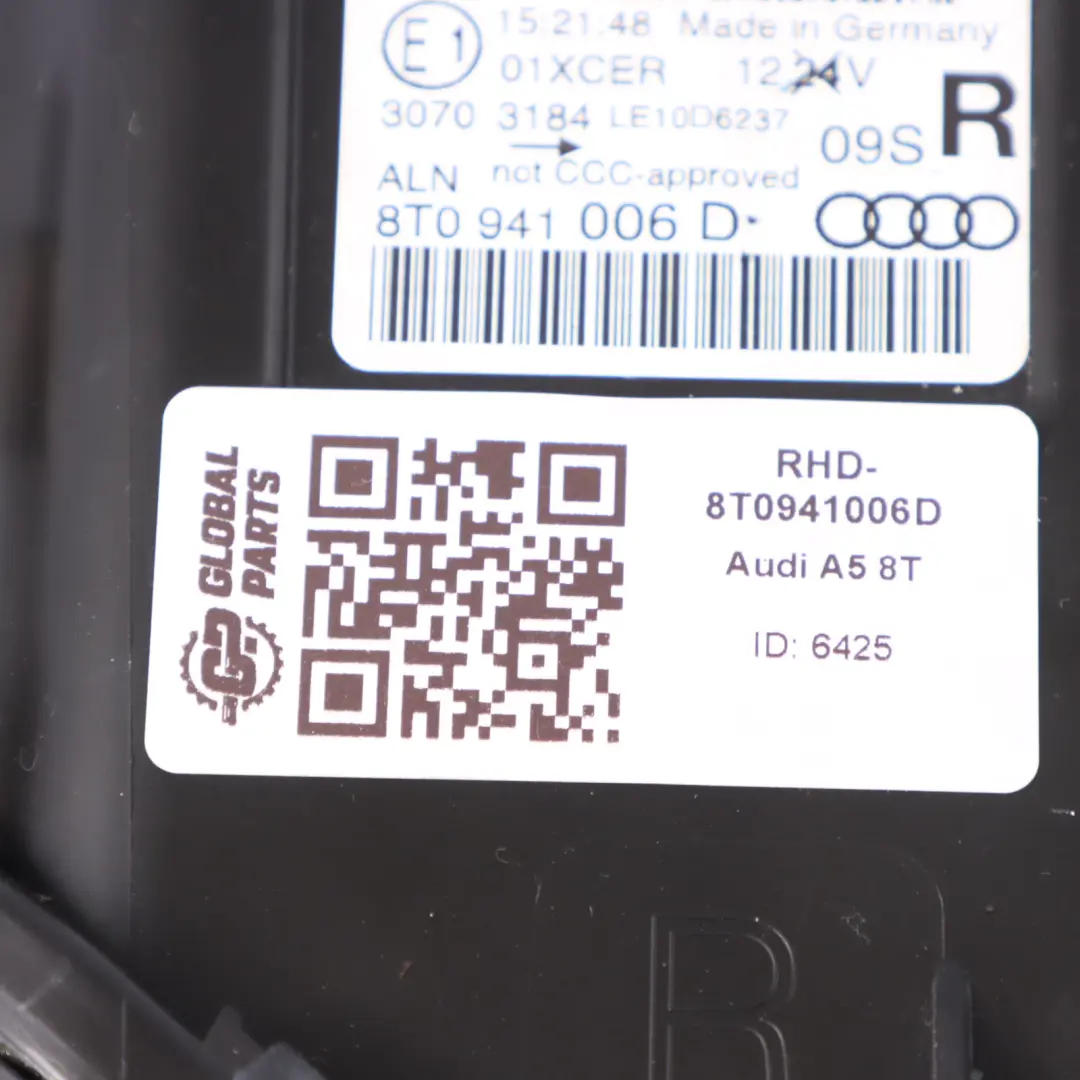 Headlight Headlamp Lamp Light Front Right O/S to Audi A5 8T with Part number 8T0941006D Audi A5 8T Headlight Headlamp Lamp Light Front Right O/S - SKU RHD-8T0941006D - Part number 8T0941006D