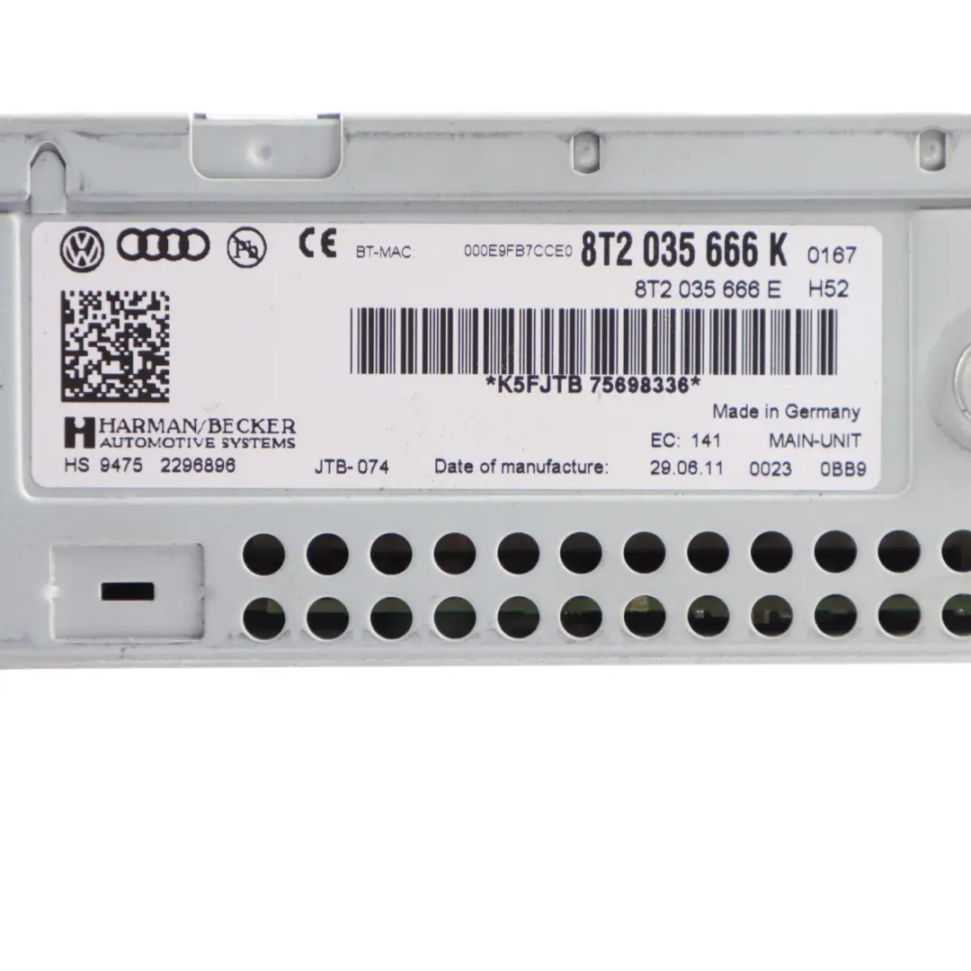 Harman Multimedia Sat Navi Radio CD Player Head Unit to Audi S5 8T with Part number 8T2035666K Audi S5 8T Harman Multimedia Sat Navi Radio CD Player Head Unit - SKU RHD-8T2035666K - Part number 8T2035666K