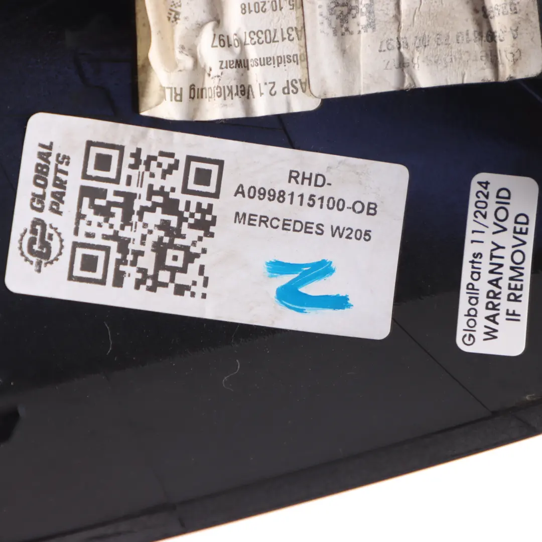 Mirror Shell Mercedes W205 Wing Mirror Cap Cover Left N/S Obsidian Black - 197 to with Part number A0998115100 Mirror Shell Mercedes W205 Wing Mirror Cap Cover Left N/S Obsidian Black - 197 - SKU RHD-A0998115100-OB - Part number A0998115100