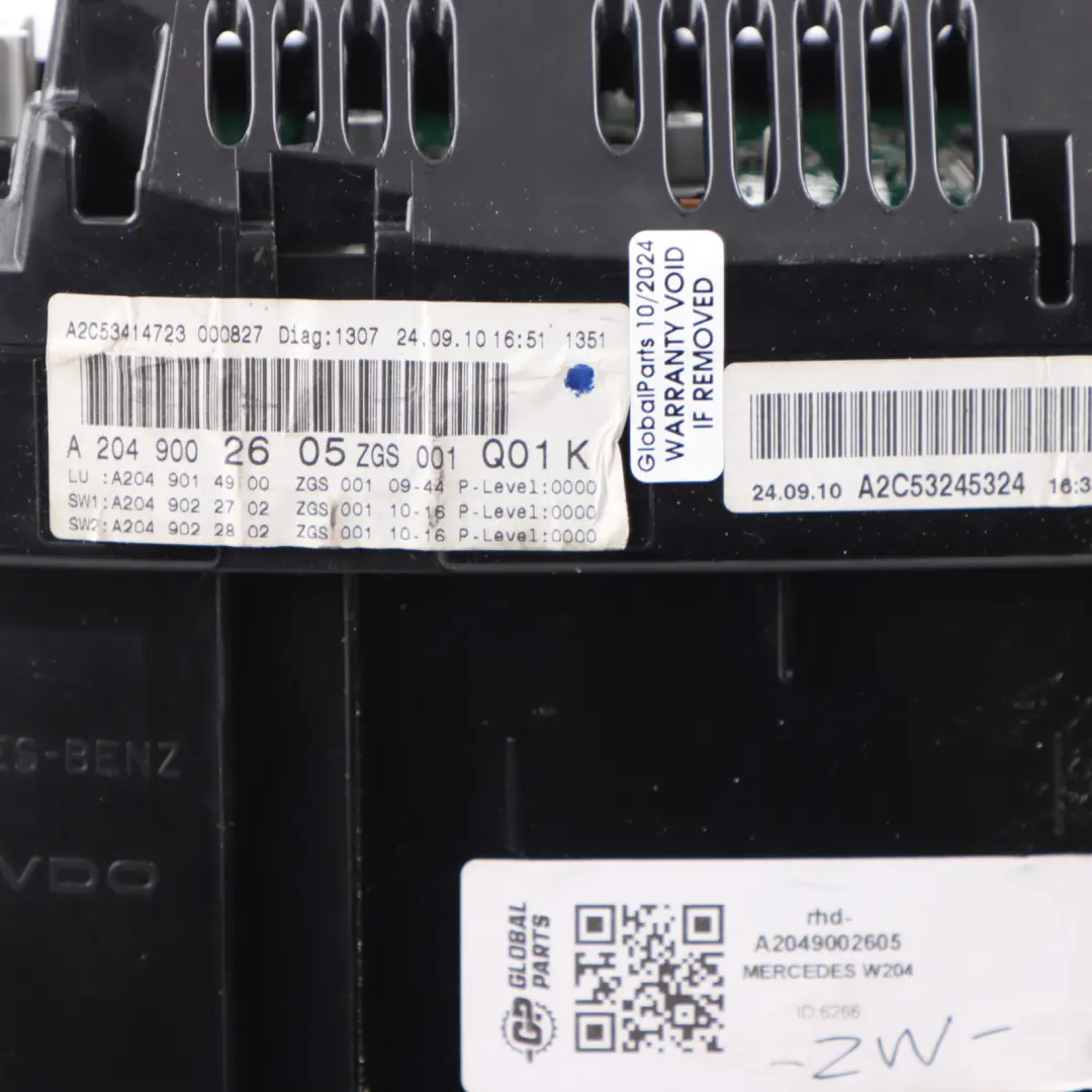 Instrument Cluster Speedo Clocks Automatic to Mercedes W204 Diesel with Part number A2049002605 Mercedes W204 Diesel Instrument Cluster Speedo Clocks Automatic - SKU RHD-A2049002605 - Part number A2049002605