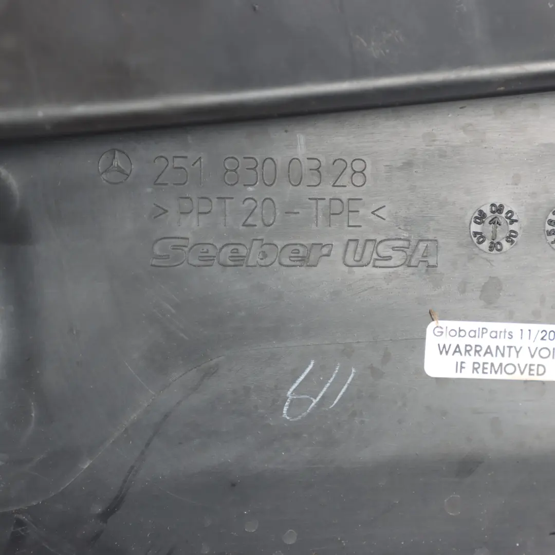 Bay Lid Cover Water Drain Baffle Trim Panel to Mercedes V251 Engine with Part number A2518300328 Mercedes V251 Engine Bay Lid Cover Water Drain Baffle Trim Panel - SKU RHD-A2518300328 - Part number A2518300328