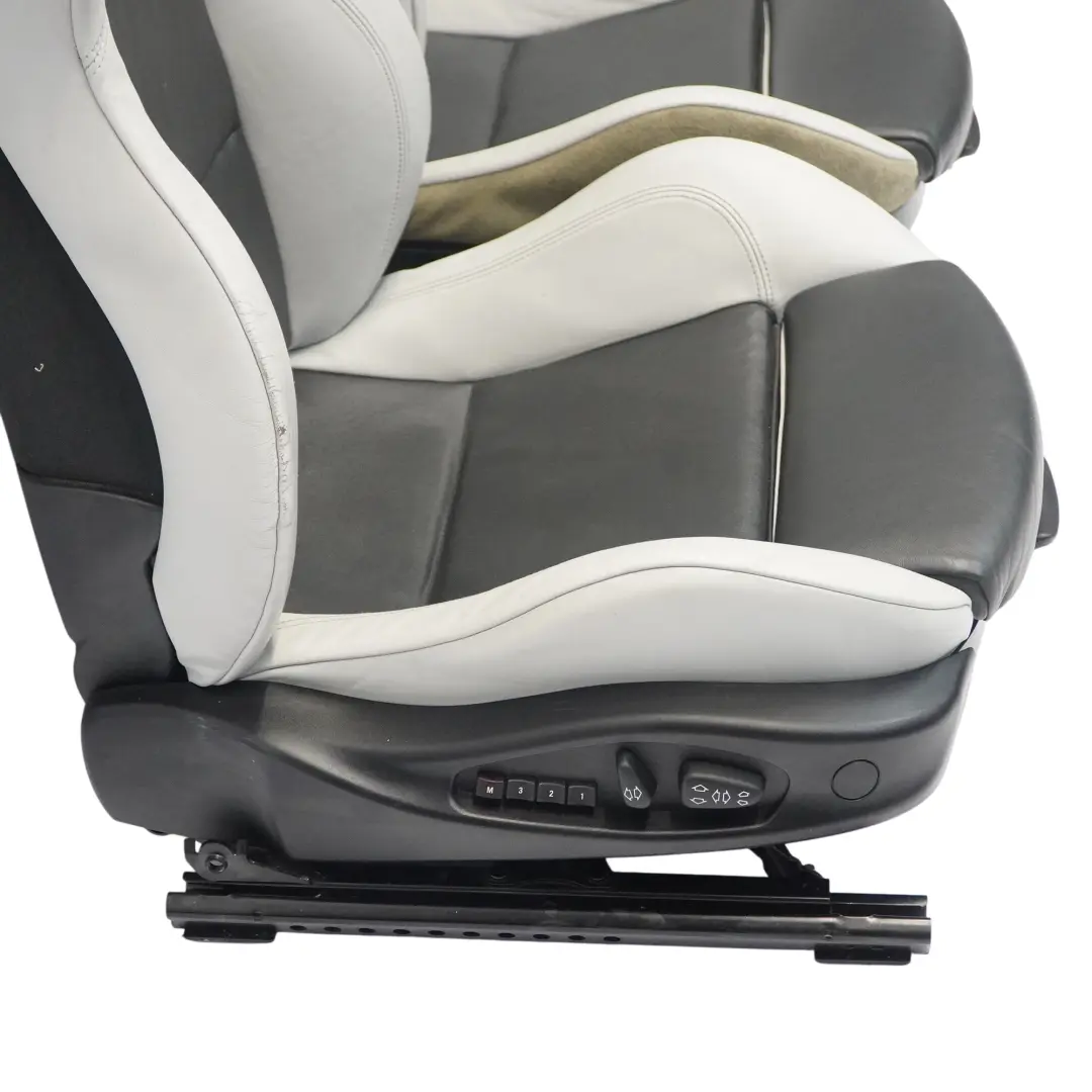 Front Seat Seats M Sport Leather Silverstone Heated Memory Set to BMW Z4 E86 with Part number 7906581 BMW Z4 E86 Front Seat Seats M Sport Leather Silverstone Heated Memory Set - SKU E86-SPORT-SILVERSTONE-LEATHER-SEATS-NBC5 - Part number 7906581