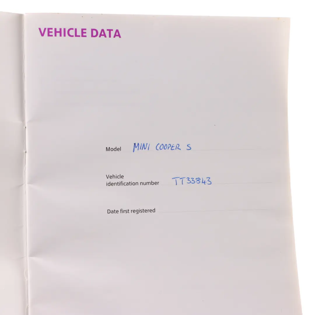 Mini Cooper S 7 R56 Owner's Handbook Pouch Case Wallet Cover Set - SKU 0013283-7 - Part number 0013283
