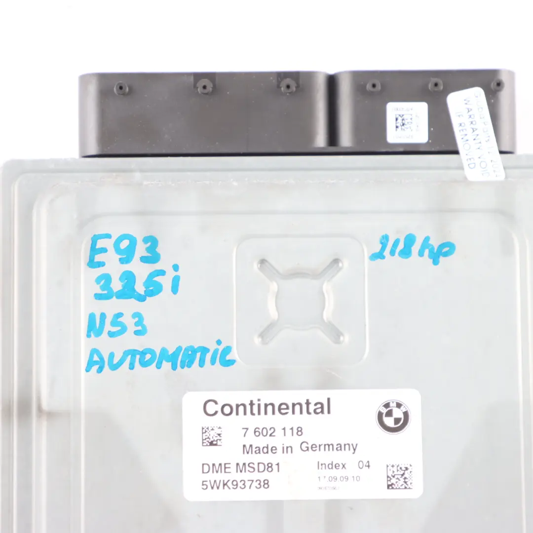 N54B30A ECU Kit DME CAS3 Key Automatic to BMW E60 LCI E90 E91 325i 525i with Part number 7602118 BMW E60 LCI E90 E91 325i 525i N54B30A ECU Kit DME CAS3 Key Automatic - SKU 7602118-4 - Part number 7602118