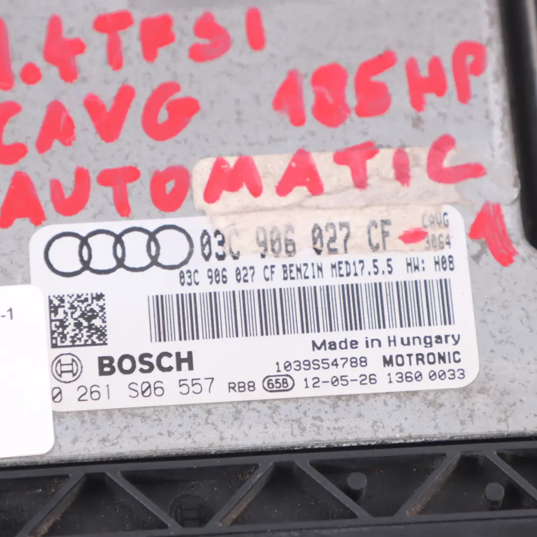 Audi A1 8X 1.4 TFSI CAVG 185HP Petrol Engine ECU Kit Ignition + Key - SKU 03C906027CF-1 - Part number 03C906027CF