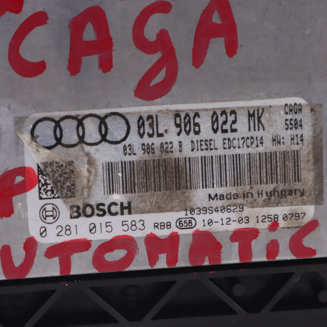 Audi A4 B8 2.0 TDI Diesel CAGA 143HP Unità Motore ECU Automatico - SKU 03L906022MK - Numero di parte 03L906022MK