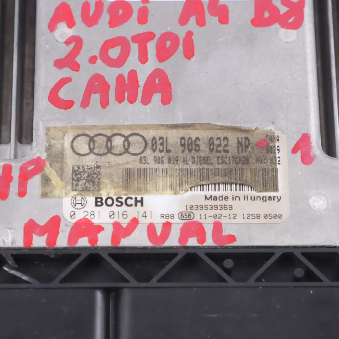 Audi A4 B8 2.0 TDI Diesel CAHA 170HP Motore ECU Kit chiave acensione 03L906022MK - SKU 03L906022NP-1 - Numero di parte 03L906022NP