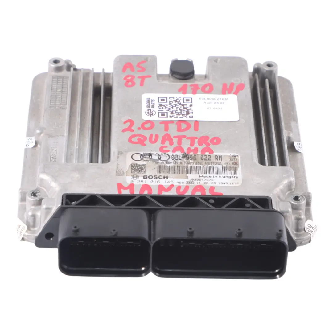 CAHA 170PS Motor Steuerungs ECU Schaltgetriebe für Audi A5 8T 2.0 TDI mit Teilenummer 03L906022RM Audi A5 8T 2.0 TDI CAHA 170PS Motor Steuerungs ECU Schaltgetriebe - SKU 03L906022RM - Teilenummer 03L906022RM