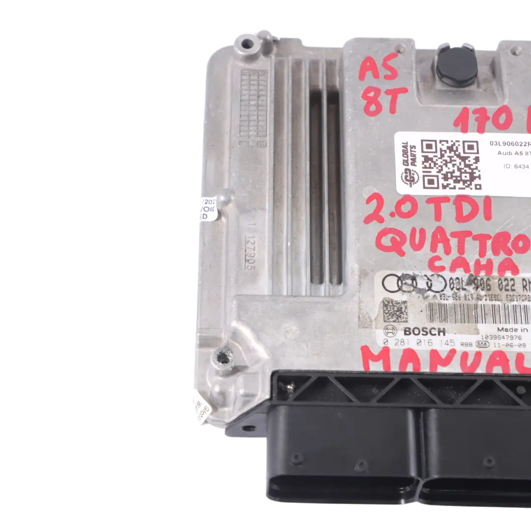 Audi A5 8T 2.0 TDI CAHA 170HP Engine Control Module ECU Manual - SKU 03L906022RM - Part number 03L906022RM