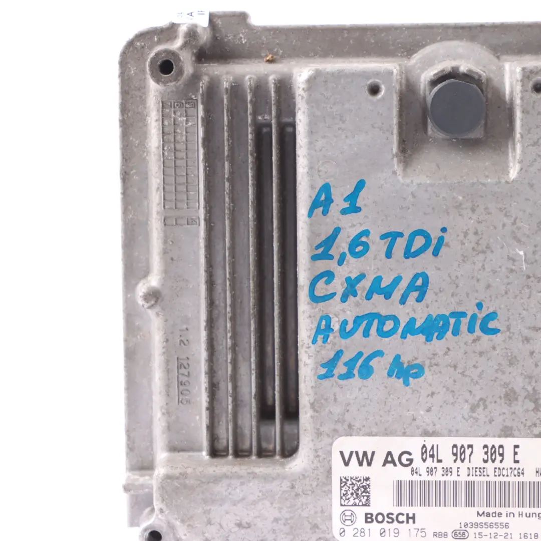 Audi A1 8X 1.6 TDI CXMA 116HP Engine Control Unit ECU Automatic - SKU 04L907309E - Part number 04L907309E