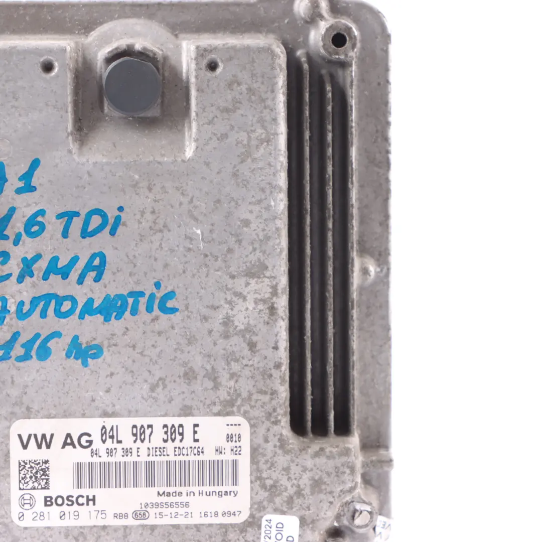CXMA 116HP Engine Control Unit ECU Automatic to Audi A1 8X 1.6 TDI with Part number 04L907309E Audi A1 8X 1.6 TDI CXMA 116HP Engine Control Unit ECU Automatic - SKU 04L907309E - Part number 04L907309E