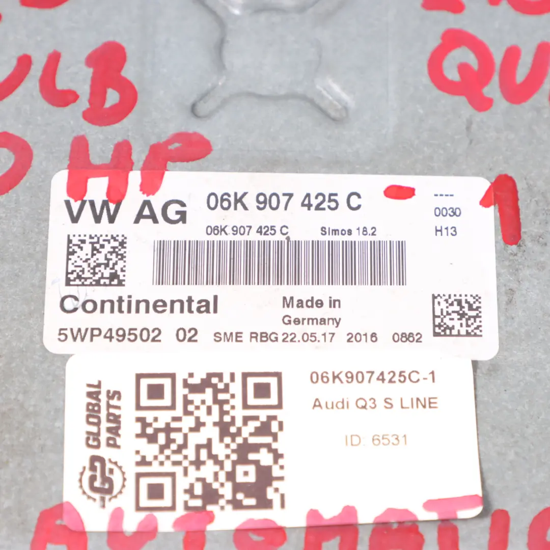Audi Q3 8U 2.0 TFSI CULB 180HP Quattro Engine ECU Kit 06K907425C Ignition + Key - SKU 06K907425C-1 - Part number 06K907425C-1