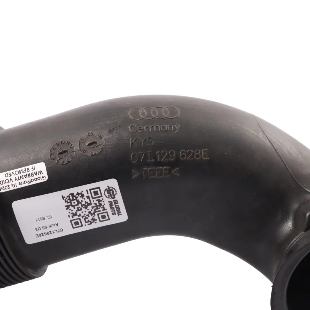 Admisión de Aire Tubo Manguera Línea para Audi S8 D3 con número de pieza 07L129628E Audi S8 D3 Admisión de Aire Tubo Manguera Línea - SKU 07L129628E - Número de pieza 07L129628E