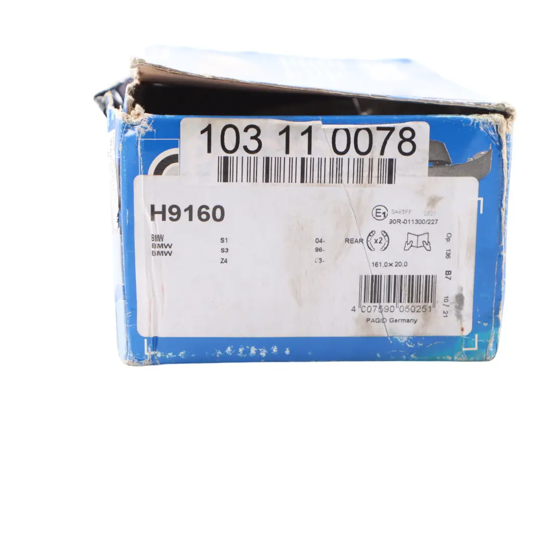 Pagid Rear Axle Brake Shoes Set Kit Left Right N/O/S 101440938 to with Part number 103110078 Pagid Rear Axle Brake Shoes Set Kit Left Right N/O/S 101440938 - SKU 103110078 - Part number 103110078