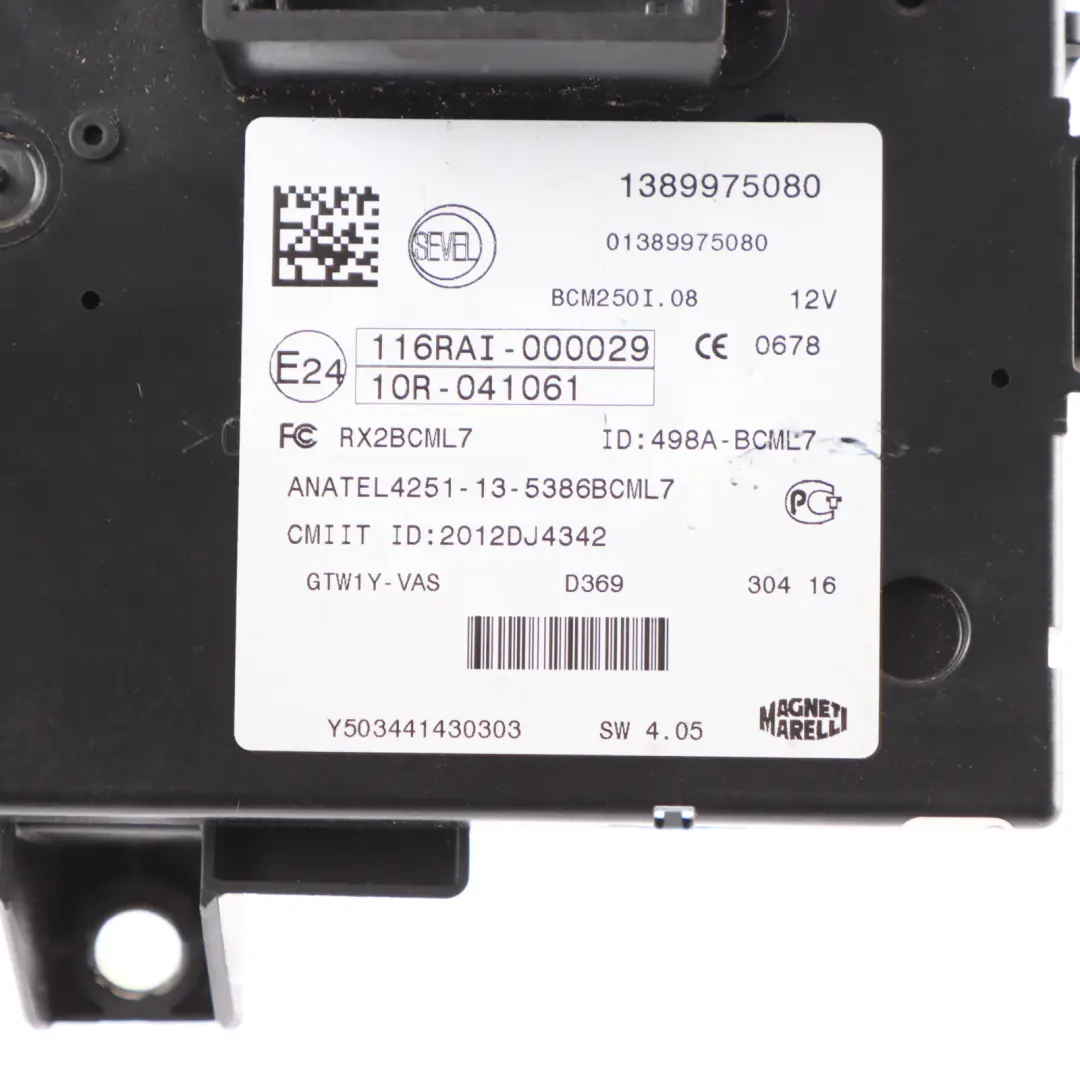  Fuse Box Citroen Relay 3 Peugeot Fiat Ducato BCM Relay Box Module - SKU 1389975080 - Part number 1389975080