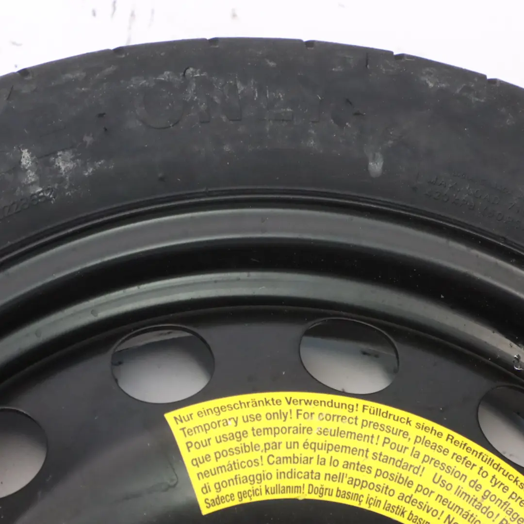 Steel Spare Wheel Space Saver 16" 125/70 to Volkswagen Golf Mk7 with Part number 1K0601027BT Volkswagen Golf Mk7 Steel Spare Wheel Space Saver 16" 125/70 - SKU 1K0601027BT - Part number 1K0601027BT