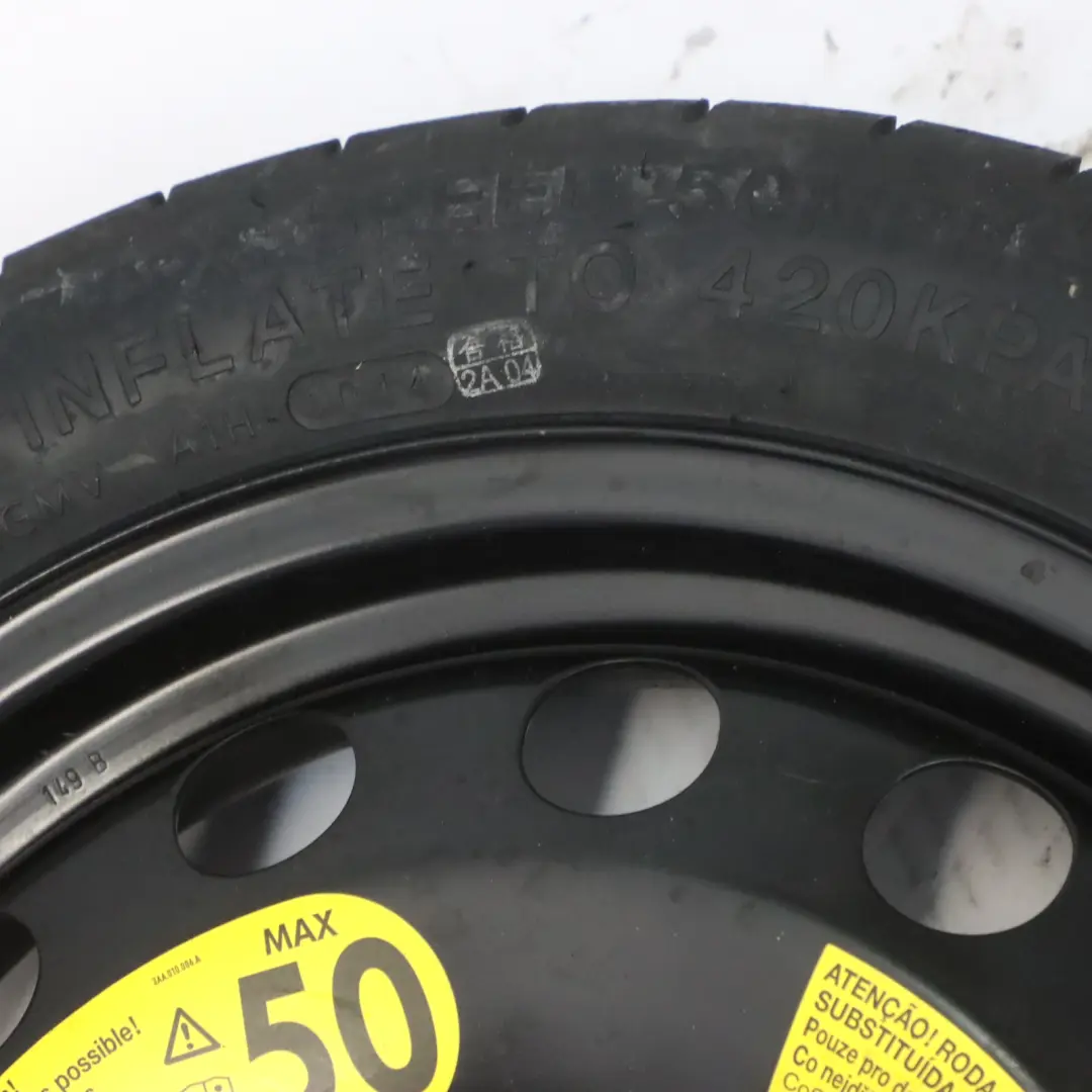 Roue secours Economiseur d'espace 16" 125/70 pour Volkswagen Golf Mk7 à propos du numéro de pièce 1K0601027BT Volkswagen Golf Mk7 Roue secours Economiseur d'espace 16" 125/70 - SKU 1K0601027BT - Numéro de pièce 1K0601027BT