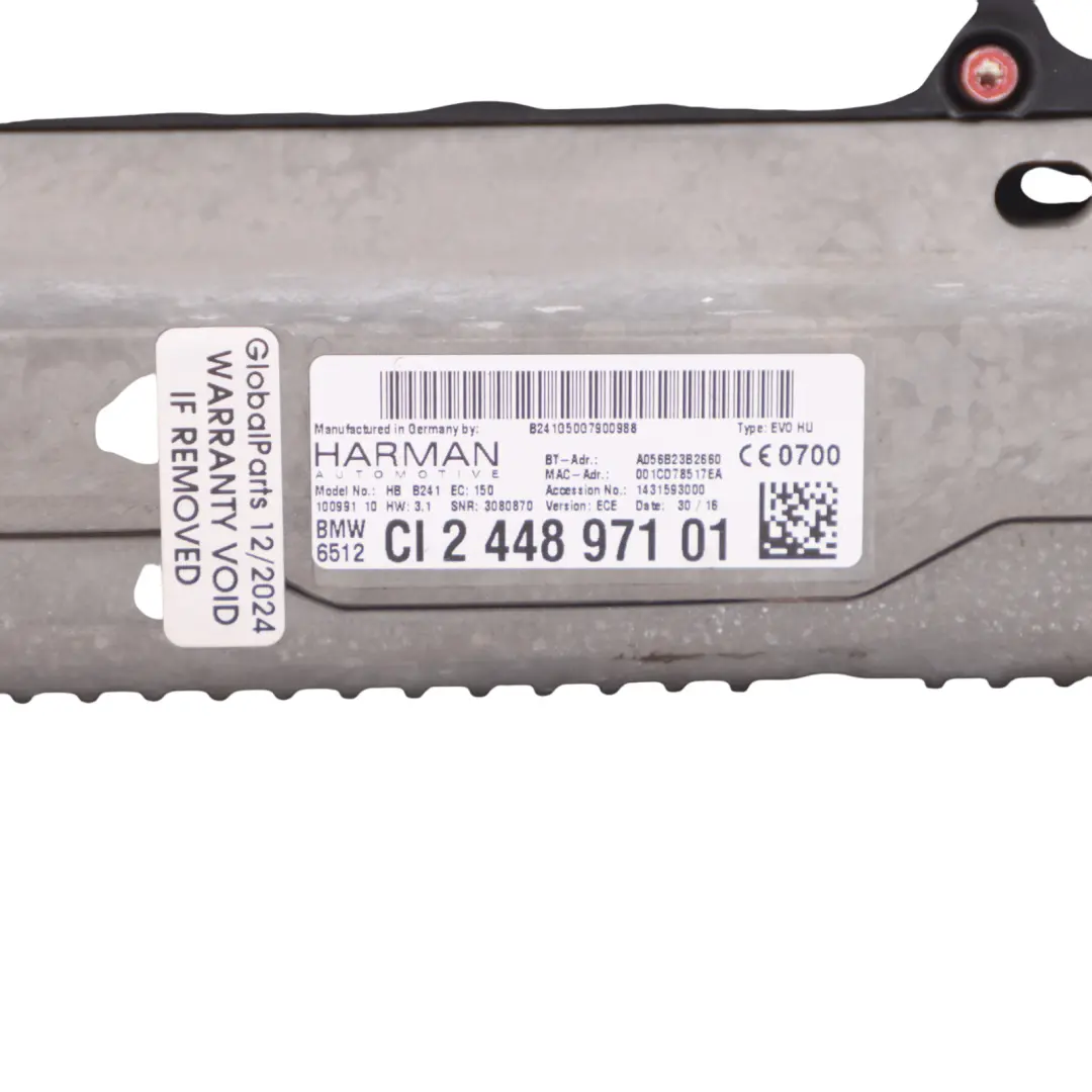BMW F13 M6 NBT EVO HU Display Satellitare Multimediale MMI Lettore CD - SKU 2448971 - Número de pieza 2448971