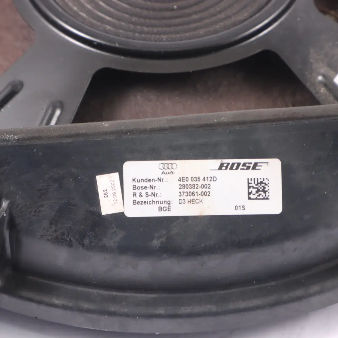 Hinten Subwoofer Laut Sprecher Hoch Töner für Audi S8 D3 mit Teilenummer 4E0035412D Audi S8 D3 Hinten Subwoofer Laut Sprecher Hoch Töner - SKU 4E0035412D - Teilenummer 4E0035412D