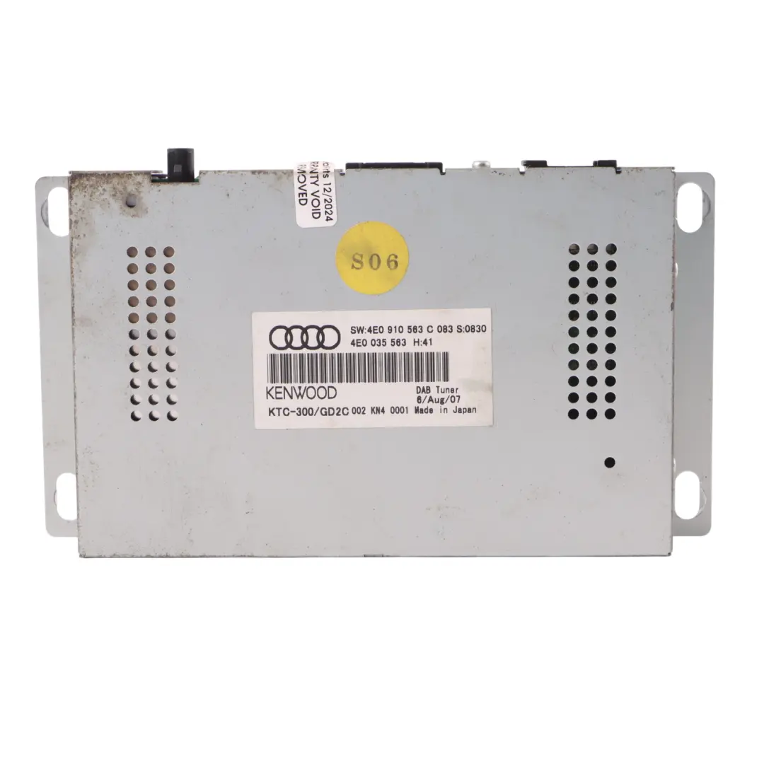 Radio digital DAB Módulo receptor sintonizador Kenwood 4E0035583C para Audi S8 D3 con número de pieza 4E0910563C Audi S8 D3 Radio digital DAB Módulo receptor sintonizador Kenwood 4E0035583C - SKU 4E0910563C - Número de pieza 4E0910563C
