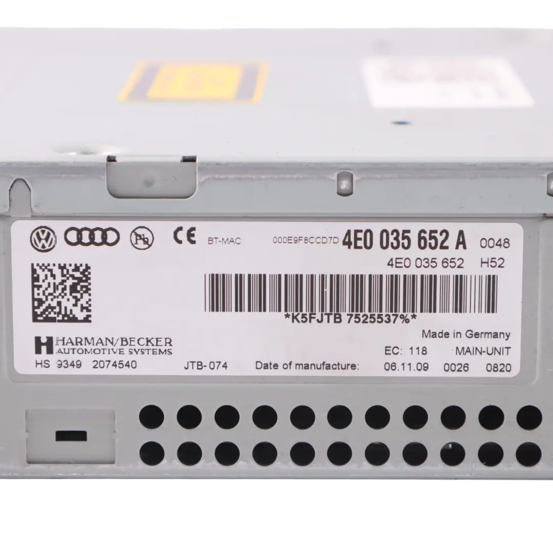 MMI Multimedia Sat Nav Navigation Control Head Unit para Audi A6 C6 con número de pieza 4E0035652A Audi A6 C6 MMI Multimedia Sat Nav Navigation Control Head Unit - SKU 4E0035652A - Número de pieza 4E0035652A