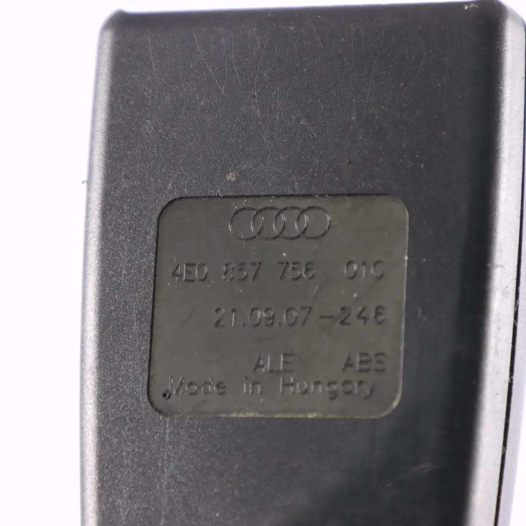Audi S8 D3 A8 4E Seat Belt Buckle Lock Front Right O/S Black - SKU 4E0857756 - Part number 4E0857756