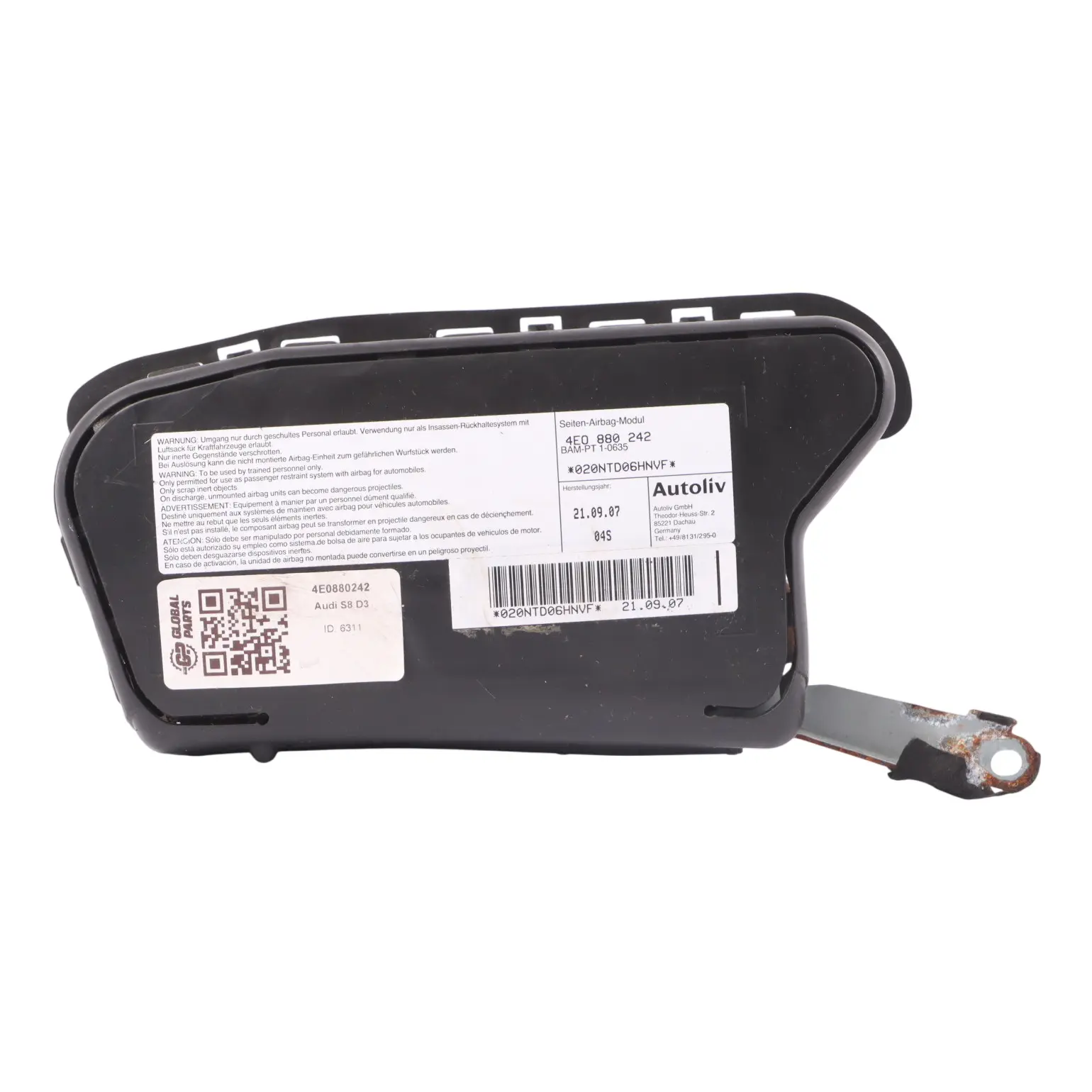 Audi S8 D3 A8 4E2 Module d'air Siège avant côté droit SRS 4E0880242