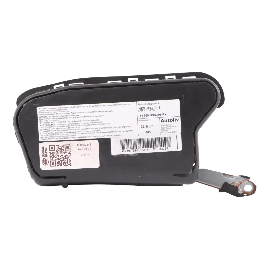 Poduszka Airbag Fotela Przód Prawa do Audi S8 D3 A8 4E2 o numerze 4E0880242 Audi S8 D3 A8 4E2 Poduszka Airbag Fotela Przód Prawa - SKU 4E0880242 - Numer Części 4E0880242