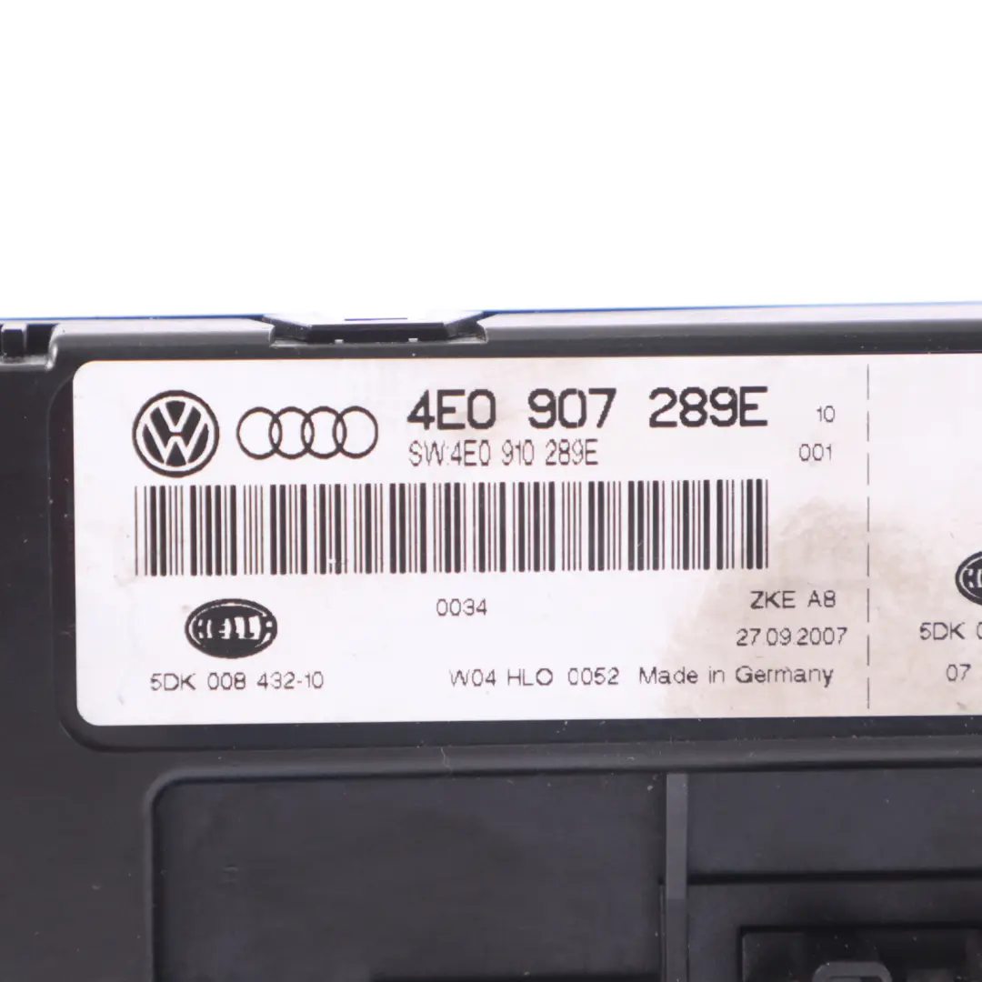Audi A8 4E S8 D3 Comfort Unit Control Module - SKU 4E0907289E - Part number 4E0907289E