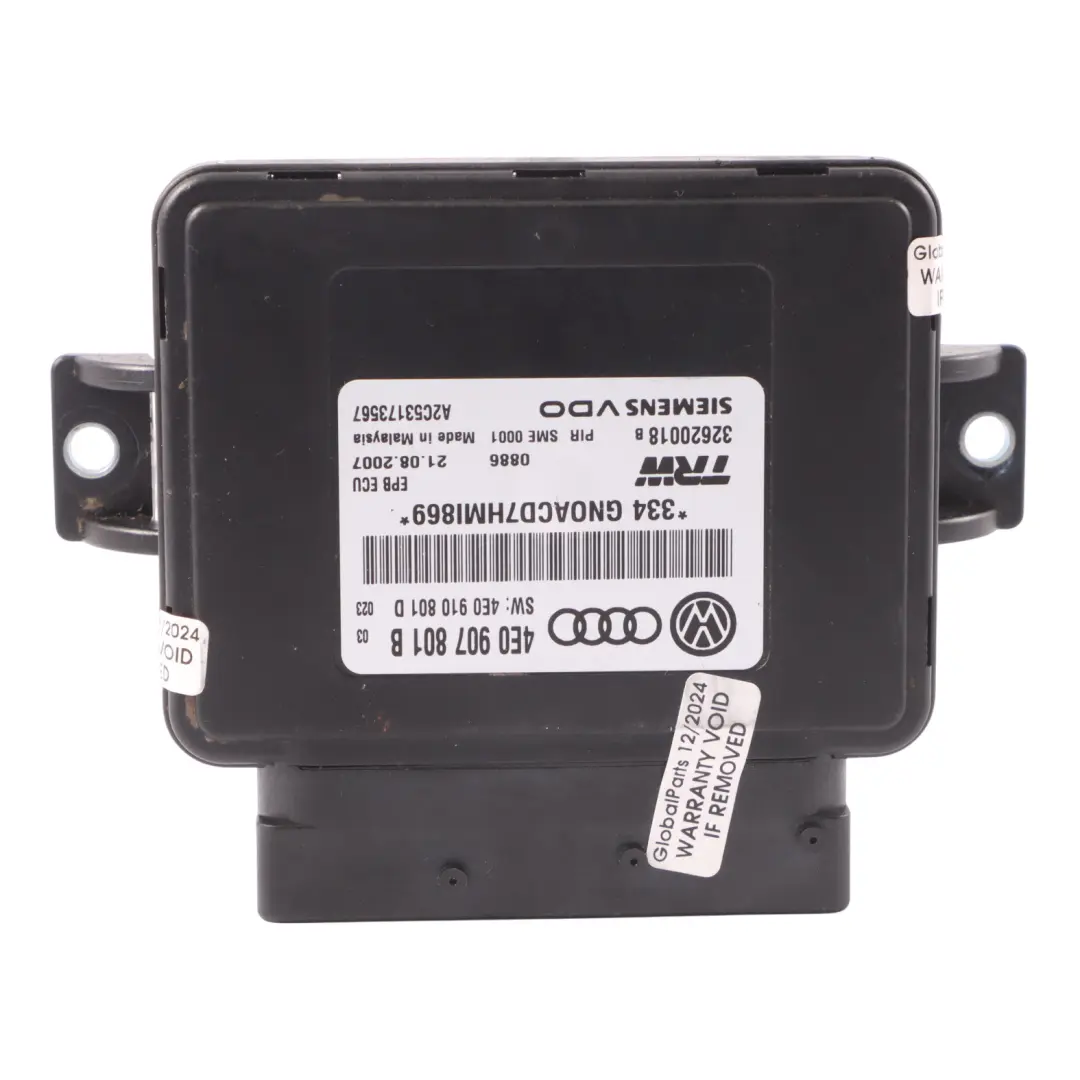 Elektrische Parkbremse Modul Handbremse Steuergerät für Audi A8 S8 D3 mit Teilenummer 4E0907801B Audi A8 S8 D3 Elektrische Parkbremse Modul Handbremse Steuergerät - SKU 4E0907801B - Teilenummer 4E0907801B