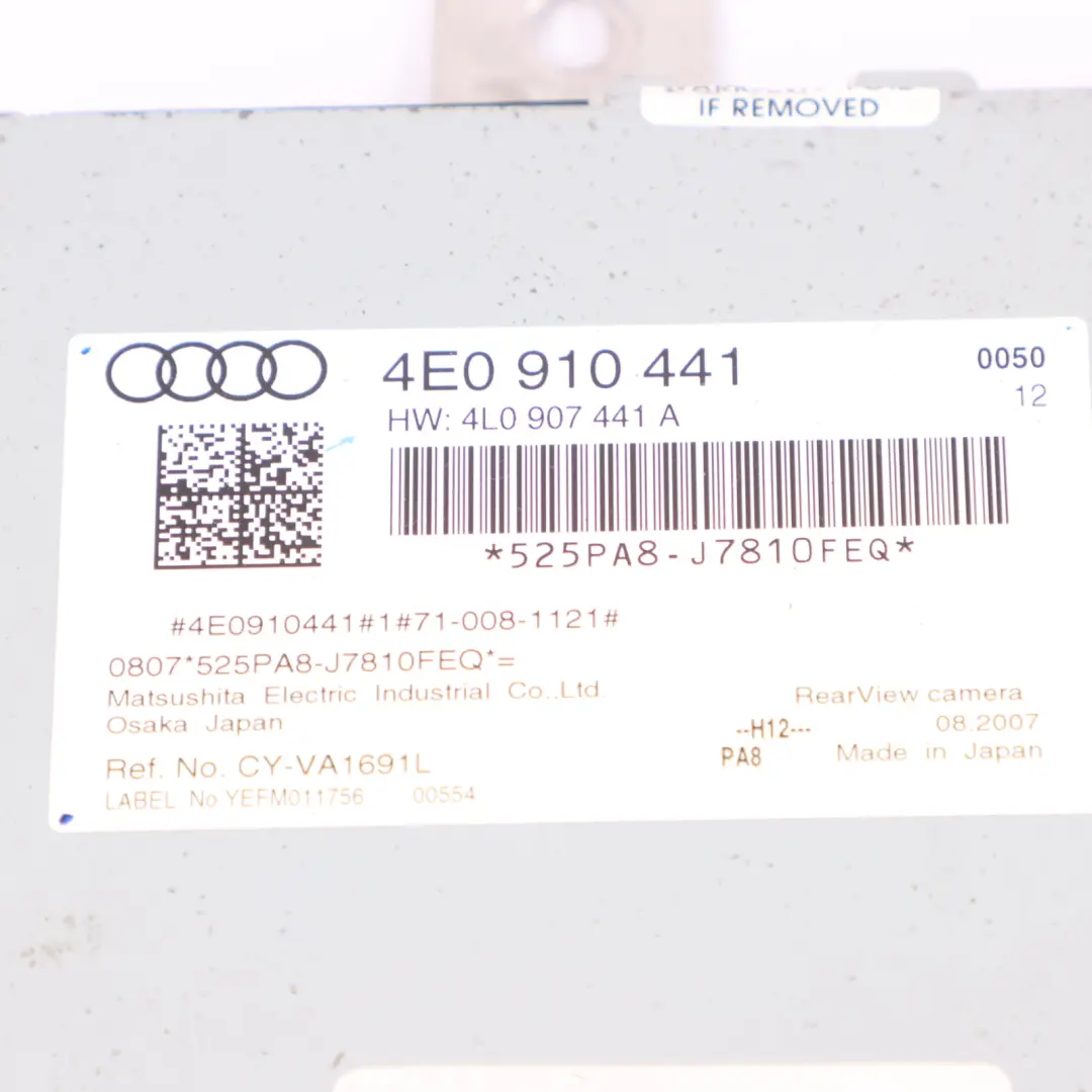 Modulo della telecamera retromarcia visione posteriore AUDI A8 S8 D3 - SKU 4E0910441 - Numero di parte 4E0910441