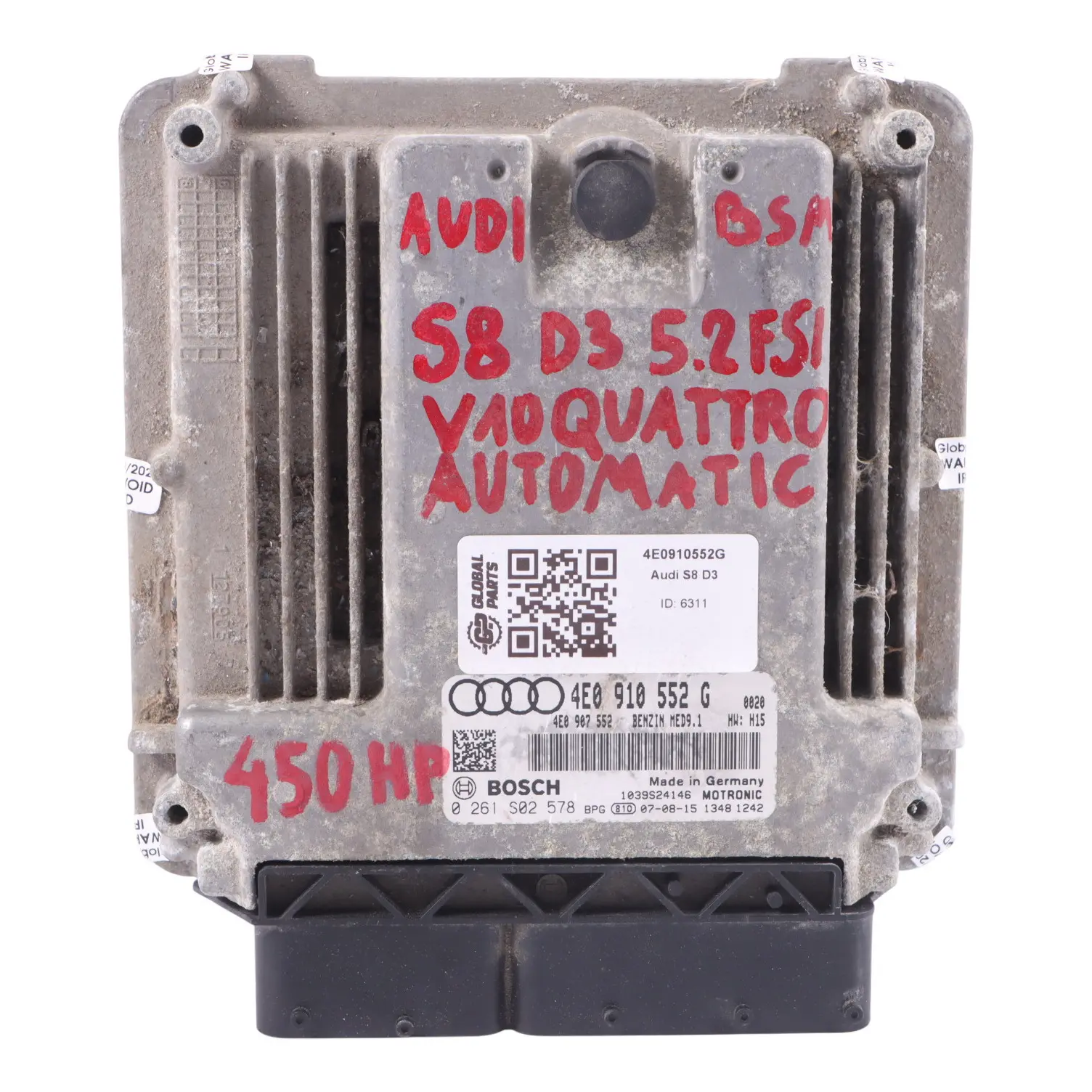 Audi S8 D3 5.2 FSI 450HP BSM Quattro Engine Unit ECU 4E0910552G Automatic