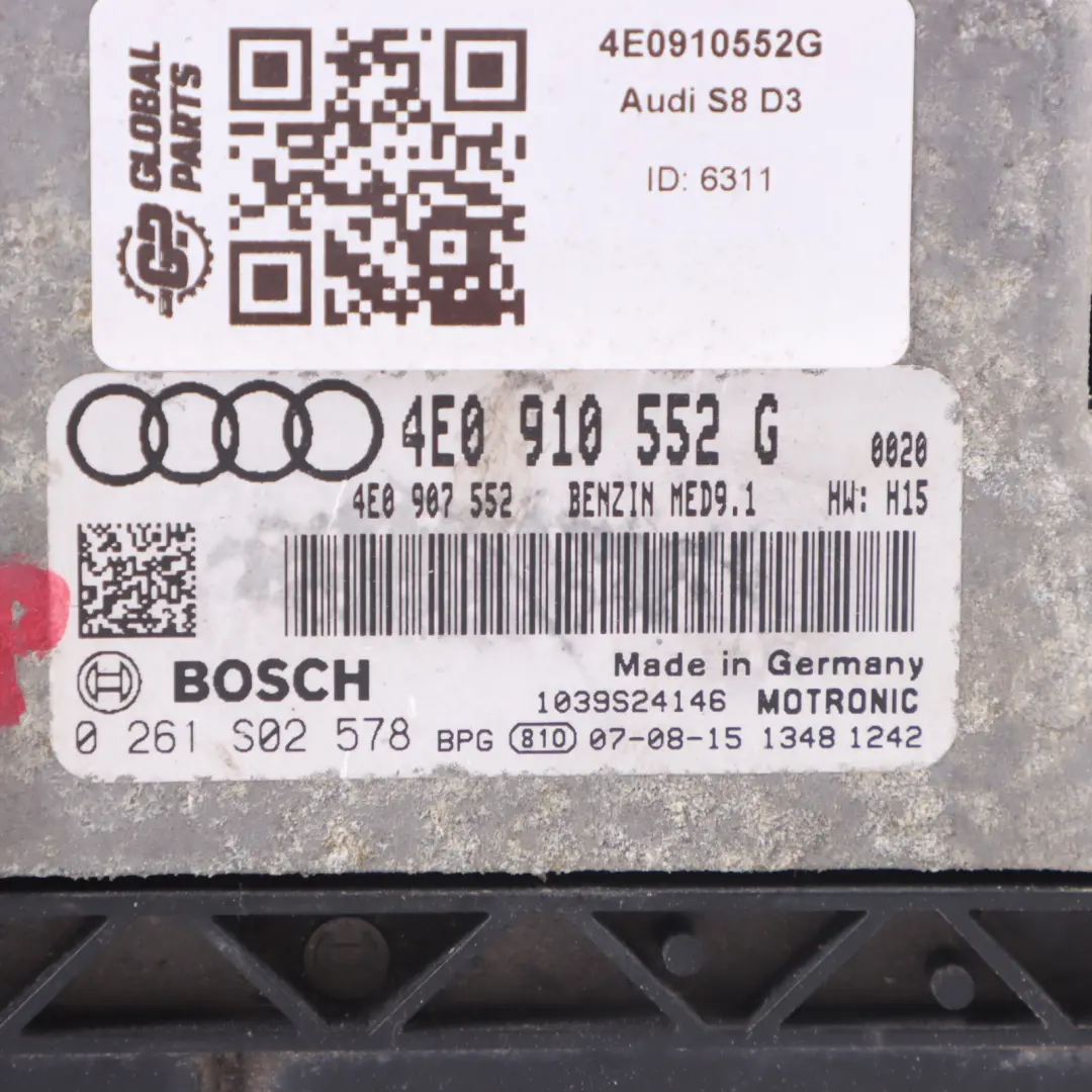 450HP BSM Quattro Unidad Motor ECU Automático para Audi S8 D3 5.2 FSI con número de pieza 4E0910552G Audi S8 D3 5.2 FSI 450HP BSM Quattro Unidad Motor ECU Automático - SKU 4E0910552G - Número de pieza 4E0910552G