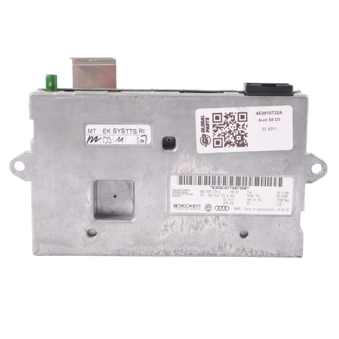 Head Unit Interface Control Module to Audi A8 4E S8 D3 with Part number 4E0910732A Audi A8 4E S8 D3 Head Unit Interface Control Module - SKU 4E0910732A - Part number 4E0910732A