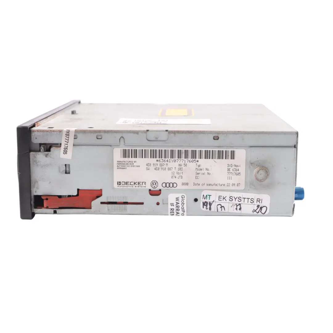  Sat Nav Audi S8 D3 A6 C6 DVD Drive Navigation Control Unit - SKU 4E0919887M - Part number 4E0919887M