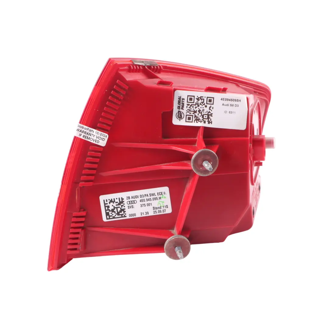 Lado Trasero Fender Wing Tail Light Luz Exterior Izquierda para Audi S8 D3 con número de pieza 4E0945095H Audi S8 D3 Lado Trasero Fender Wing Tail Light Luz Exterior Izquierda - SKU 4E0945095H - Número de pieza 4E0945095H