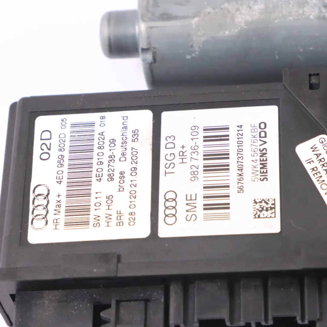 Alzacristalli Regolatore Motore Posteriore Destro per Audi A8 S8 D3 con numero di parte 4E0959802D Audi A8 S8 D3 Alzacristalli Regolatore Motore Posteriore Destro - SKU 4E0959802D - Numero di parte 4E0959802D