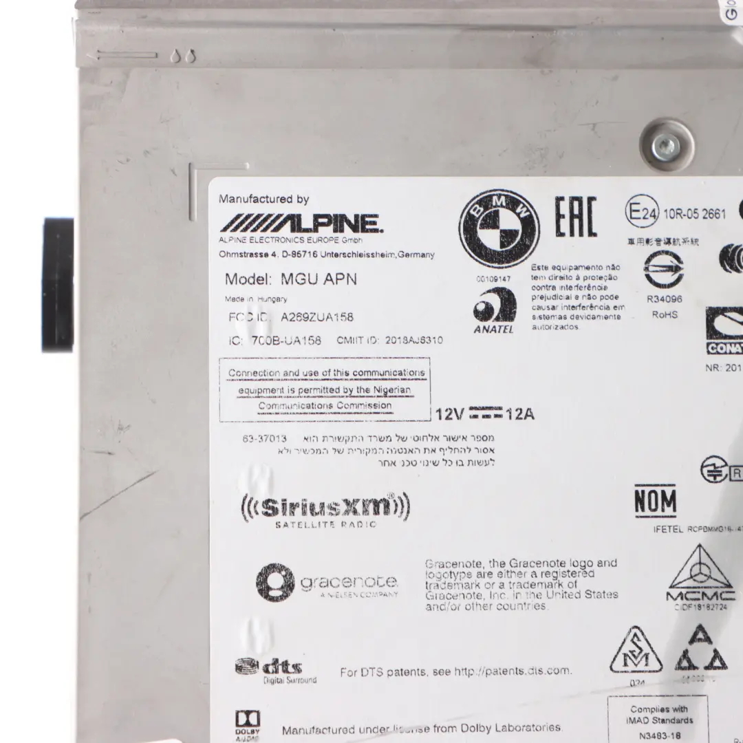  Unidad Central BMW F40 F44 Radio Reproductor Módulo Navegación Alpine 5A291C5 - SKU 5B48520 - Número de pieza 5B48520
