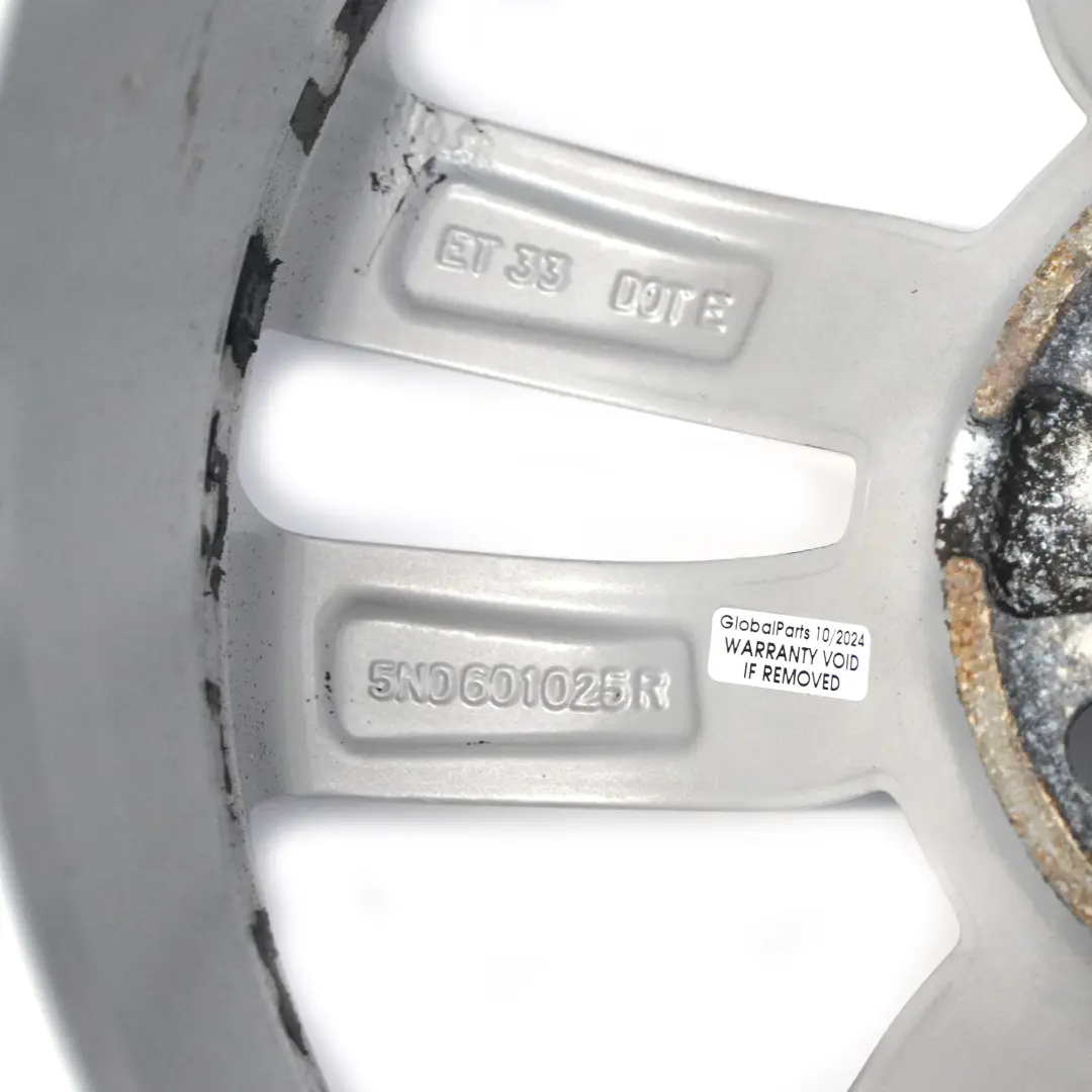 Volkswagen Tiguan 5N Silver Wheel Alloy Rim 16" 6.5J ET:33 Star Spoke 5N0601025R - SKU 5N0601025R-2 - Part number 5N0601025R-2