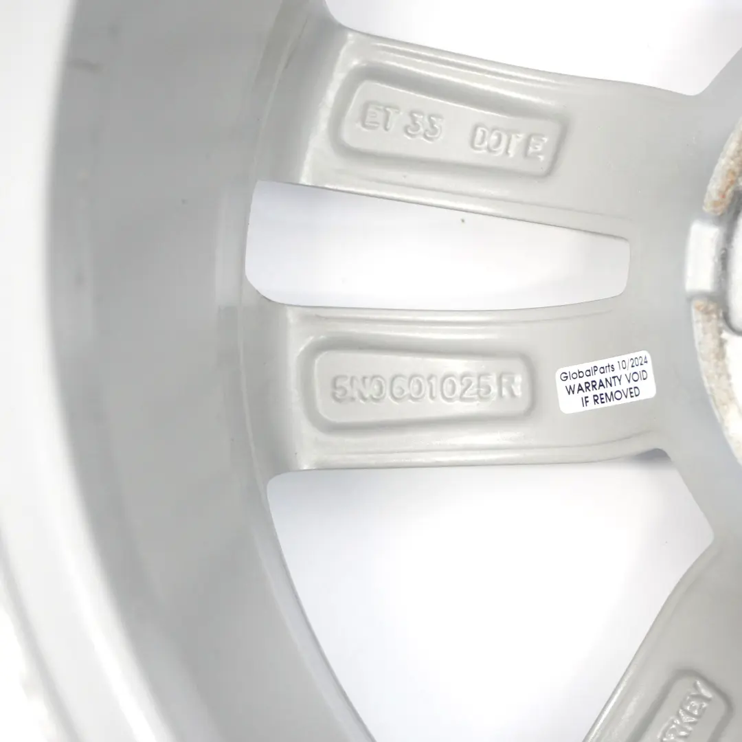 Volkswagen Tiguan 5N Silver Wheel Alloy Rim 16" 6.5J ET:33 Star Spoke - SKU 5N0601025R-3 - Part number 5N0601025R