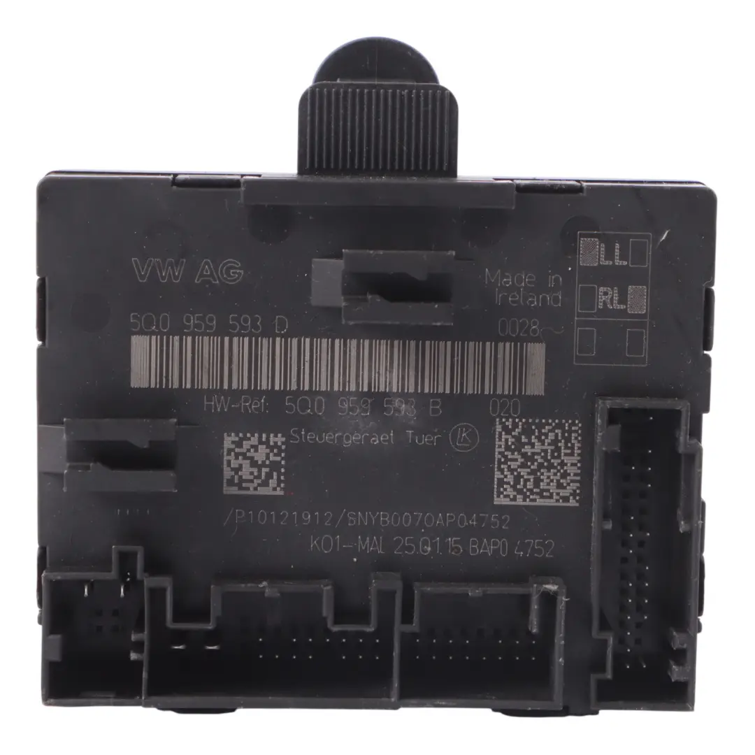 Modulo Porta Unità Controllo Lato Anteriore Conducente per Audi A3 8V con numero di parte 5Q0959593B Audi A3 8V Modulo Porta Unità Controllo Lato Anteriore Conducente - SKU 5Q0959593B - Numero di parte 5Q0959593B