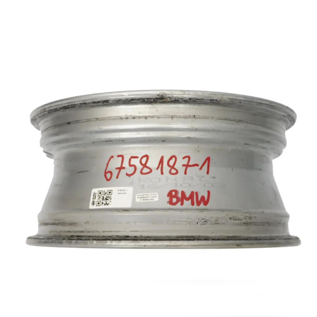 Alloy Rim 16" 7J ET:47 Star Spoke to BMW Z4 E85 Silver Wheel with Part number 6758187 BMW Z4 E85 Silver Wheel Alloy Rim 16" 7J ET:47 Star Spoke - SKU 6758187-1 - Part number 6758187