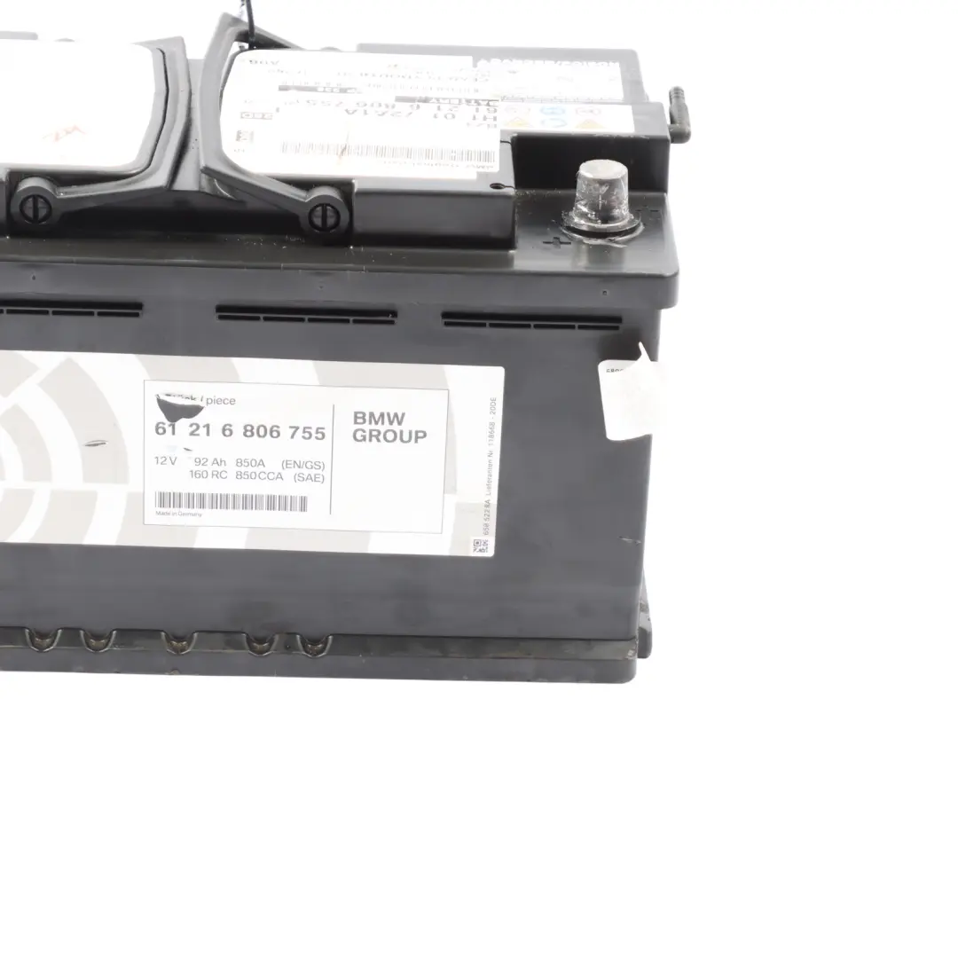 BMW AGM Car Battery 12V 92Ah 850A - SKU 6806755 - Part number 6806755