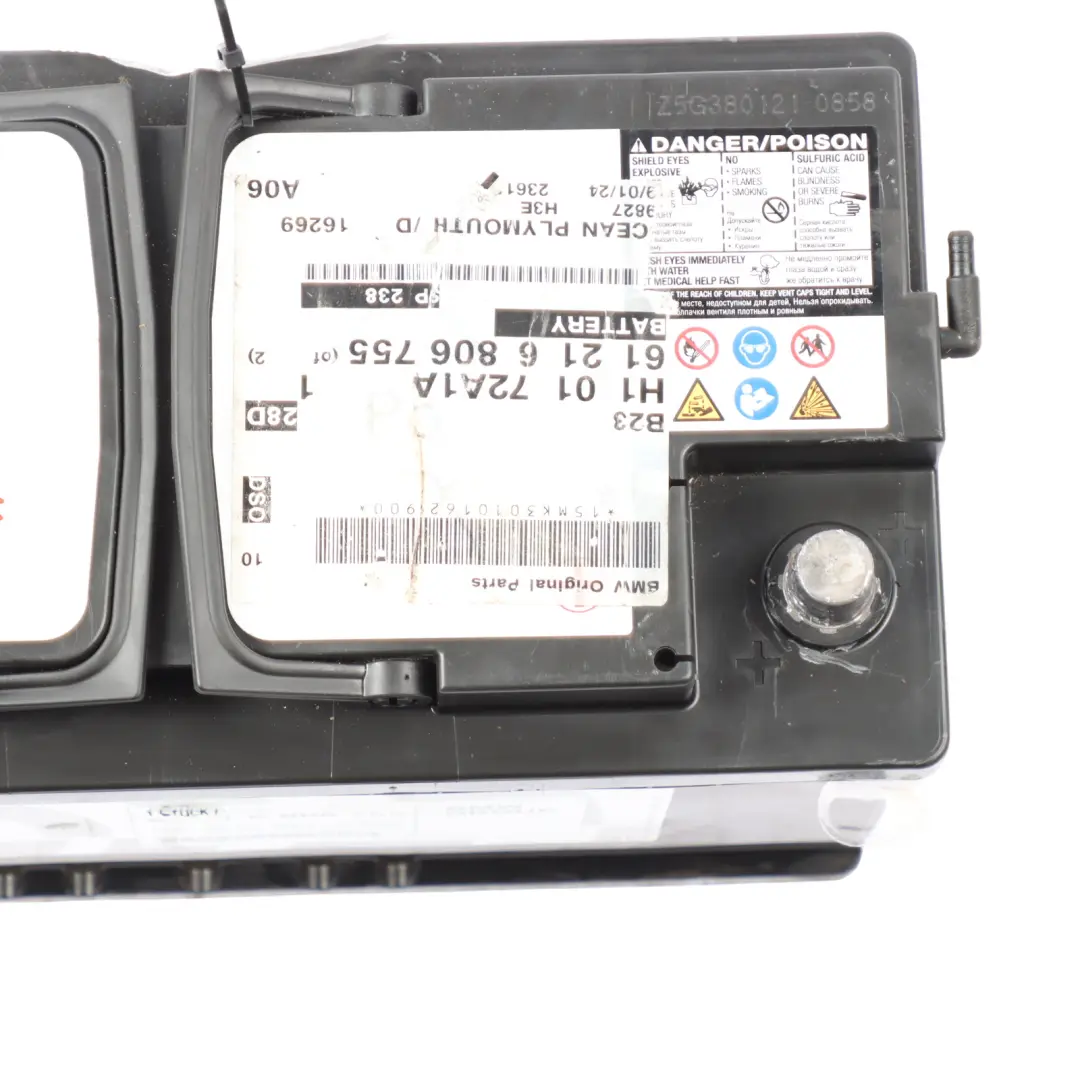BMW AGM Car Battery 12V 92Ah 850A - SKU 6806755 - Part number 6806755
